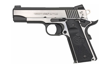 Picture of Colt's Manufacturing Combat Elite Commander, 1911, Semi-automatic, Metal Frame Pistol, Commander Size, 45ACP, 4.25" Barrel, Steel, Two-Tone Finish, G10 Grips, Novak Night Sights, Ambidextrous Thumb Safety, 8 Rounds, 1 Magazine, Upswept Beavertail Grip Safety O4080CE