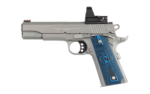 Picture of Colt's Manufacturing Competition Optics-Ready 1911, Semi-automatic, Single Action Only, 9MM, 5" Barrel, Optics Ready, Stainless Steel Finish, Silver, G10 Grips, 9 Rounds, 1 Magazine O1070CCS-OR