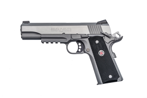 Picture of Colt Mfg Delta Elite 10mm Auto 8+1 5" Steel Barrel, Stainless Steel Serrated Slide & Frame w/Picatinny Rail, Black Polymer w/Delta Medallions Grips, Ambidextrous O2020RG