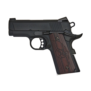 Picture of Colt Mfg Defender Compact 45 ACP 7+1 3" Black Steel Barrel, Blued Serrated Slide, Matte Black Cerakote Aluminum Frame w/Beavertail, Black Cherry Tactical G10 Grips, Ambidextrous O7800XE