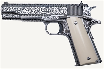 Picture of COLT GOVERNMENT 1911 SILVERADO 45ACP PISTOL FULL ENGRAVED/IVORY GRIP 7RD MAGAZINE 1-300 UNITS 199284303164
