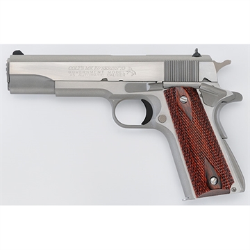 Picture of Colt's Manufacturing Colt Government Series 70, 1911, Semi-automatic, Metal Frame Pistol, Full Size, 45ACP, 5" Barrel, Stainless Finish, Rosewood Grips, 7 Rounds, 1 Magazine O1070A1CS