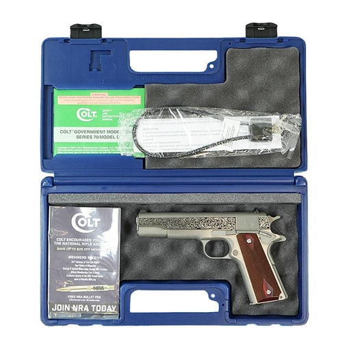Picture of Colt Government Model "Filigree Frame and Barrel" Handgun .45 ACP 7rd Magazine 5" Barrel Stainless Frame O1911C-SS-Z MODFB