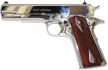 Picture of Colt Mfg Custom Government 38 Super 9+1 5" Stainless National Match Barrel, High Polished Stainless Steel Serrated Slide & Frame w/Beavertail, Rosewood Grip, Ambidextrous O2071ELC2