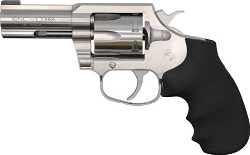 Picture of Colt Mfg King Cobra *CA Compliant 357 Mag 6 Shot 3" Brushed Stainless Steel Frame, Cylinder & Frame Frame, Black Hogue Rubber w/Finger Grooves Grip KCOBRASB3BB