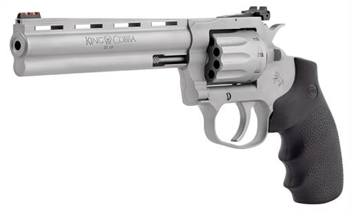Picture of Colt Mfg King Cobra Target 22 LR 6 Shot 6" Matte Stainless Steel Vent Rib Barrel, Matte Stainless Stainless Steel Frame & Cylinder, Black Hogue Overmolded Grip, Exposed Hammer KCOBRA22SM6RFO