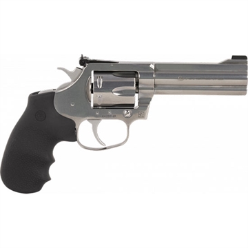 Picture of Colt Mfg King Cobra Target 357 Mag 6 Shot 4.25" Brushed Stainless Steel Barrel, Cylinder & Frame, Black Hogue Rubber w/Finger Grooves Grip KCOBRASB4NS