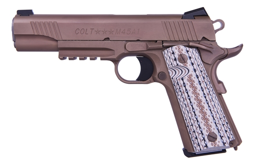 Picture of Colt M45A1 45ACP BROWN 5" NS RAIL G10 GRIPS | NIGHT SIGHTSO1070M45