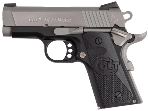 Picture of Colt Mfg Defender 1911 Compact Frame 45 ACP 7+1 3" Stainless Barrel, Matte Stainless Stainless Steel Serrated Slide, Black Anodized Aluminum Frame w/Beavertail, Black Polymer Grip O7800XE-TT