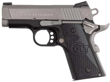 Picture of Colt Mfg Defender 1911 Compact Frame 45 ACP 7+1 3" Stainless Barrel, Matte Stainless Stainless Steel Serrated Slide, Black Anodized Aluminum Frame w/Beavertail, Black Polymer Grip O7800XE-TT