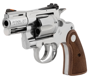 Picture of Colt's Manufacturing Python, Double/Single Action, Steel Frame Revolver, 357 Magnum, 2.5" Barrel, Stainless Steel Finish, Silver, Walnut Target Grips, Blade Front/Adjustable Rear Sights, 6 Rounds PYTHON-SP2WCTS PYTHONSP2WCTS