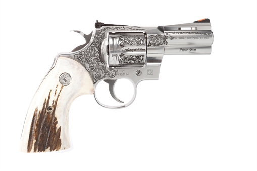 Picture of Colt PYTHON 357MAG 3" ENGRAVED/STAG TYLER GUN WORKS PREMIER GRADE PYTHON-SP3WTS-TGW