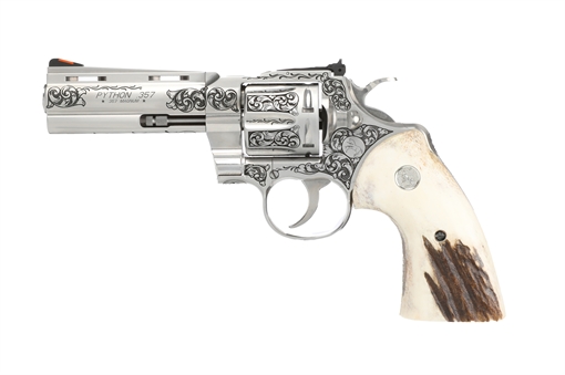 Picture of Colt PYTHON 357MAG 4" ENGRAVED/STAG TYLER GUN WORKS PREMIER GRADE PYTHON-SP4WTS-TWG