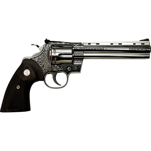 Picture of Colt Python "Filigree Barrel and Frame" Handgun .357 Mag 6rd Capacity 6" Barrel Stainless Finish Wood Grips PYTHON-SP6WTS MODFB