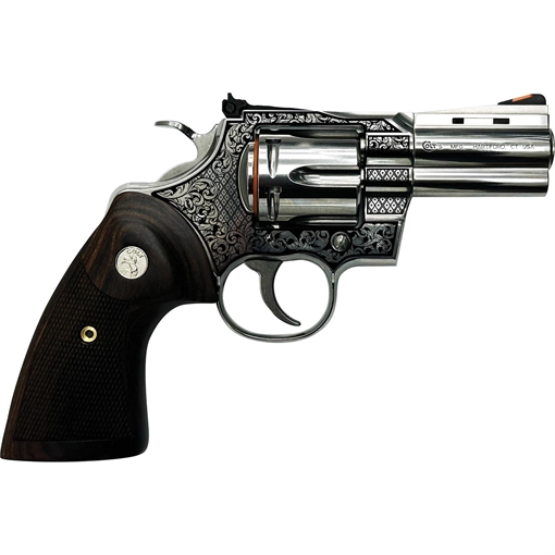 Picture of Colt Python "Filigree Frame" Handgun .357 Mag 6rd Capacity 3" Barrel Stainless Finish Wood Grips PYTHON-SP3WTS MODFB