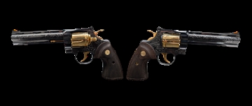 Picture of COLT PYTHON LETS RODEO POLISHED BLUED ENGRAVED/24KT GOLD REVOLVER 357 MAG 6" 6 RD 756542286074 -