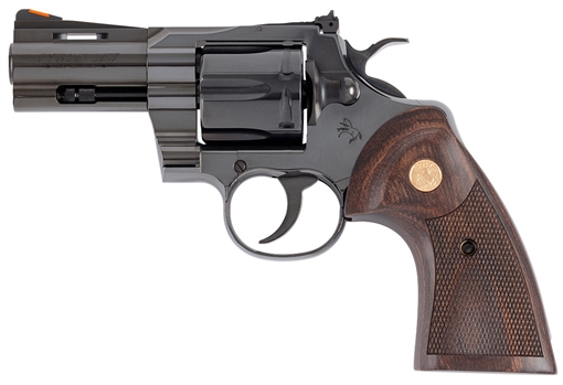 Picture of Colt's Manufacturing Python, Revolver, Double/Single Action, 357 Magnum, 3" Barrel, Blued Finish, Black, Blade Front/Adjustable Rear Sight, Wood Grips, 6 Rounds PYTHON-BP3WTS