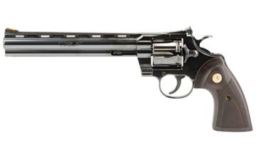 Picture of Colt's Manufacturing Python, Revolver, Double/Single Action, 357 Magnum, 8" Barrel, Blued Finish, Black, Blade Front/Adjustable Rear Sight, Wood Grips, 6 Rounds PYTHON-BP8WTS PYTHONBP8WTS