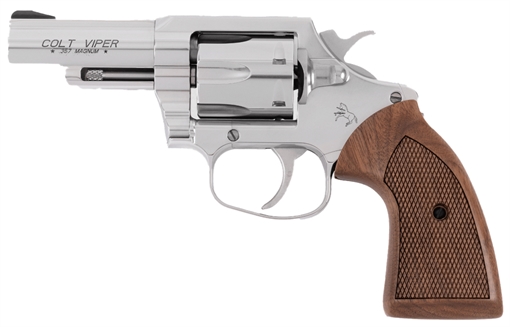 Picture of Colt Mfg VIPERSP3WRR Viper 357 Mag/38 Special 6rd 3" 1/2 Lug Stainless Steel Barrel, Stainless Steel Cylinder & Frame, American Walnut Grip, Exposed Hammer VIPERSP3WRR VIPER-SP3WRR