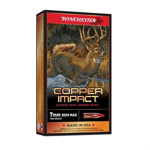 Picture of Winchester Copper Impact Rifle Ammunition 7mm Rem Mag 150 gr. BT 20/ct X7MMCLF