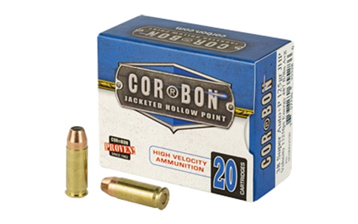 Picture of Corbon Ammo Self Defense, 38 Super, 125 Grain, Jacketed Hollow Point, +P, 20 Round Box 38X12520 757750355286