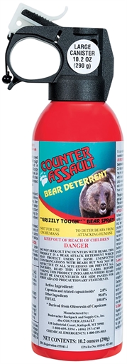 Picture of Counter Assault Bear Spray Capsaicin Range 32 ft-7 Seconds/40 ft-8 Seconds 8.10 oz/10.20 oz Includes 2 Holsters 15067027