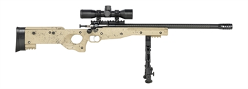 Picture of Crickett KSA2143 My First Rifle CPR 22 LR 1rd 16.13" Carbon Fiber Threaded Barrel, Picatinny Rail Receiver, Adj Bipod Forend, Tan w/Black Webbing Thumbhole
