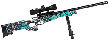 Picture of Crickett Precision Package 22 LR Caliber with 1rd Capacity, 16.12" Barrel, Blued Metal Finish & Fixed Thumbhole Muddy Girl Serenity Synthetic Stock Right Hand (Youth) Includes Scope & Bipod KSA2149