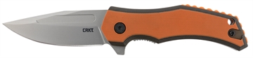Picture of CRKT Fawkes 2.74" Folding Clip Point Plain Bead Blasted 4116 Stainless Steel Blade/ Black/Orange G10 Handle Includes Pocket Clip 2372
