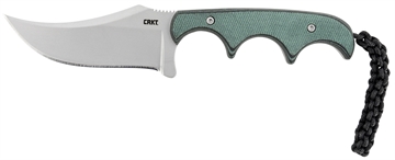 Picture of CRKT Minimalist Persian 2.76" Fixed Recurve Plain Bead Blasted 8Cr13MoV SS Blade/Green Contoured Resin Infused Fiber Handle Includes Lanyard/Sheath 2379