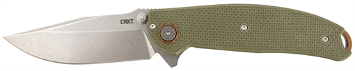 Picture of CRKT Butte 3.36" Folding Plain Stonewashed D2 Steel Blade/OD Green G10 Handle Includes Pocket Clip 2471