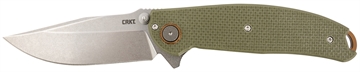 Picture of CRKT Butte 3.36" Folding Plain Stonewashed D2 Steel Blade/OD Green G10 Handle Includes Pocket Clip 2471