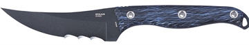 Picture of CRKT Clever Girl 4.60" Fixed Veff Serrated Black Powder Coated SK-5 Steel Blade, Blue Marbled G10 Handle 2709B