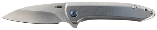Picture of CRKT Delineation 2.94" Folding Wharncliffe Plain Satin 8Cr13MoV SS Blade/ Satin Stainless Steel Handle Includes Pocket Clip 5385