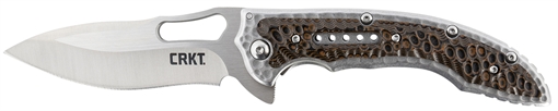 Picture of CRKT Fossil 3.96" Folding Drop Point Plain Satin 8Cr13MoV SS Blade/ Brown G10/SS Handle Includes Pocket Clip 5470