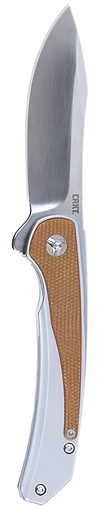 Picture of Columbia River Knife & Tool Padawan, Folding Knife, Satin Finish, Silver, Brown and Silver Handle, Plain Edge 3.01", Sandvik 14C28N Blade Steel, Frame Lock 6070