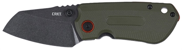 Picture of CRKT Overland Compact 2.24" Folding Plain Stonewashed D2 Steel Blade, Green w/Orange Accents G10/SS Handle, Includes Pocket Clip 6277