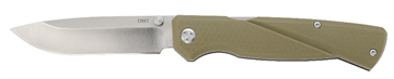 Picture of CRKT Kova 3.50" Folding Drop Point Plain Satin 8Cr13MoV SS Blade/OD Green GRN Handle Includes Pocket Clip 6434