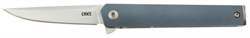 Picture of Columbia River Knife & Tool CEO Compact Folding Knife, Silver, Plain Edge, 2.61" Blade, 1.4116 Stainless Steel, Liner Lock, Blue Glass-Reinforced Nylon Handle 7095