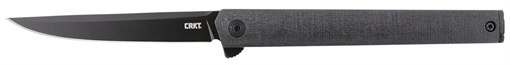 Picture of Columbia River Knife & Tool CEO Flipper Blackout Folding Knife, Silver, Plain Edge, 3.35" Blade, AUS 8 Steel, Liner Lock, Black Glass-Reinforced Nylon Handle 7097K