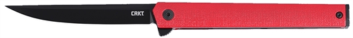 Picture of CRKT CEO Flipper EDC 3.35" Folding Plain Black EDP AUS-8A SS Blade, Red GRN Handle 7097RK