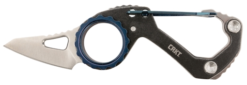 Picture of CRKT Compano 1.44" Folding Sheepsfoot Plain Satin 8Cr13MoV SS Blade/Black Stonewashed w/Blue Accents Stainless Steel Handle 9083