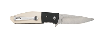 Picture of CRKT Curfew 3.10" Folding Plain Satin 8Cr13MoV SS Blade/Black/White Resin Infused Fiber w/Aluminum Bolster Handle Includes Pocket Clip 2867