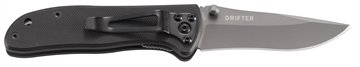 Picture of Columbia River Knife & Tool Drifter, 2.875" Folding Knife, Drop Point, Plain Edge, 8Cr14MoV/Gray Titanium Nitride, Black 2CR13, Dual Thumb Stud/Pocket Clip 6450K