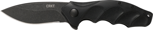 Picture of CRKT Foresight Assisted 3.53" Folding Modified Drop Point Plain Black Stonewashed 4116 Stainless Steel Blade/ Black Contoured GRN Handle Includes Pocket Clip K221KKP