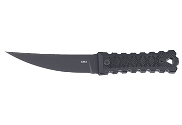 Picture of Columbia River Knife & Tool HZ4, Fixed Blade Knife, 4.76" Trailing Point Blade, SK-5 Blade Steel, 8.88" Overall Length, Titanium Nitride Finish, Black, Black G10 Grips, Includes Sheath 2924