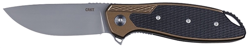 Picture of CRKT Jake 3.32" Drop Point Plain Bead Blasted 12C27 Sandvik Blade/ Black/Brown Aluminum/G10 Handle Includes Pocket Clip K360GXP
