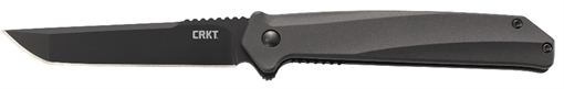 Picture of CRKT K500GKP Helical  3.52" Folding Tanto Plain Black Oxide D2 Steel Blade/ Black Aluminum Handle Includes Pocket Clip