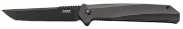 Picture of CRKT K500GKP Helical  3.52" Folding Tanto Plain Black Oxide D2 Steel Blade/ Black Aluminum Handle Includes Pocket Clip