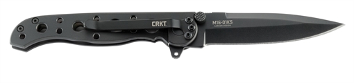 Picture of Columbia River Knife & Tool M16, Folding Knife, Black Oxide, Plain, Spear Point, Dual Thumb Stud/Flipper/Pocket Clip, 3", Black Zytel, Box M16-01KS M1601KS